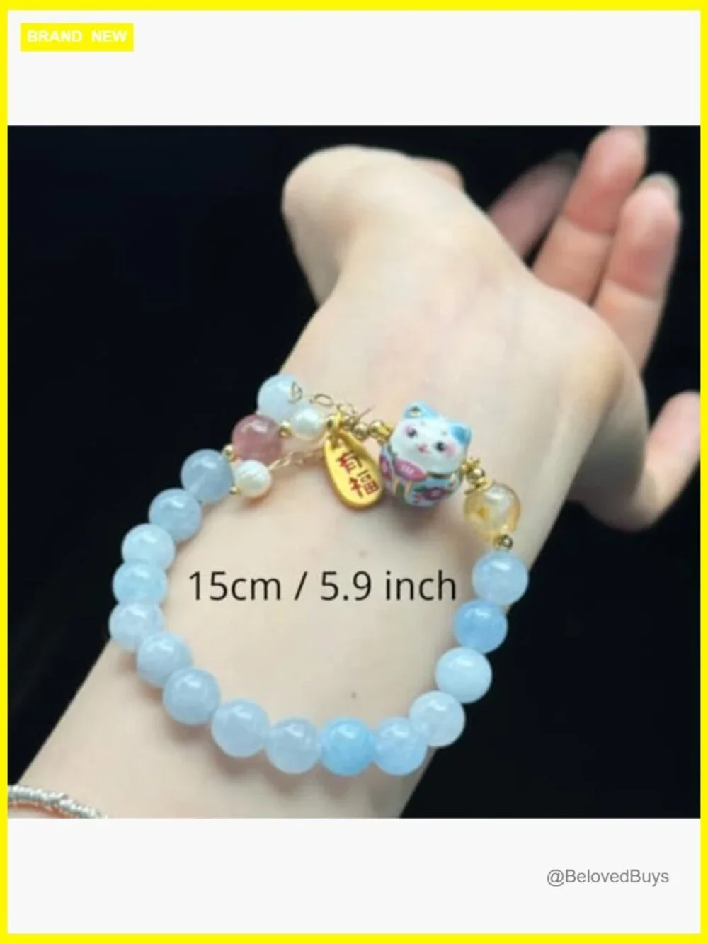 Lucky Cat Crystal Bracelet - Feng Shui Maneki Neko Charm Jewelry